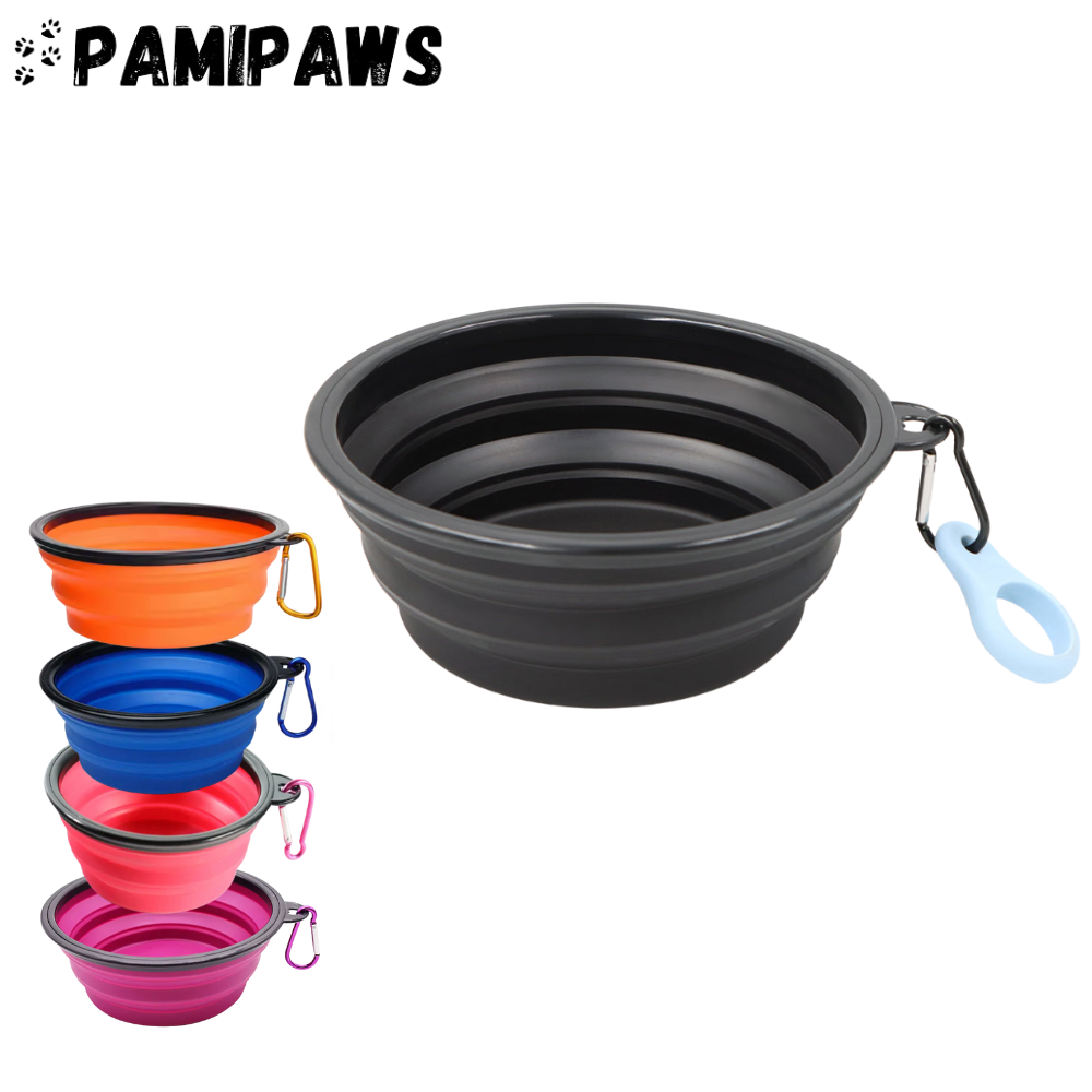 Gamelle de Voyage Pliable pour Chien avec Clip