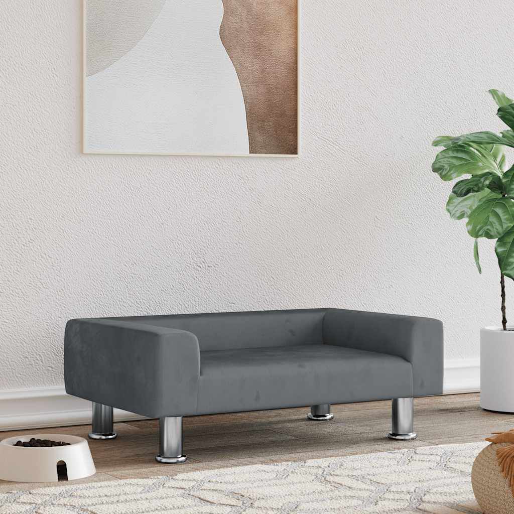 Lit pour Chien Velours Gris Foncé
