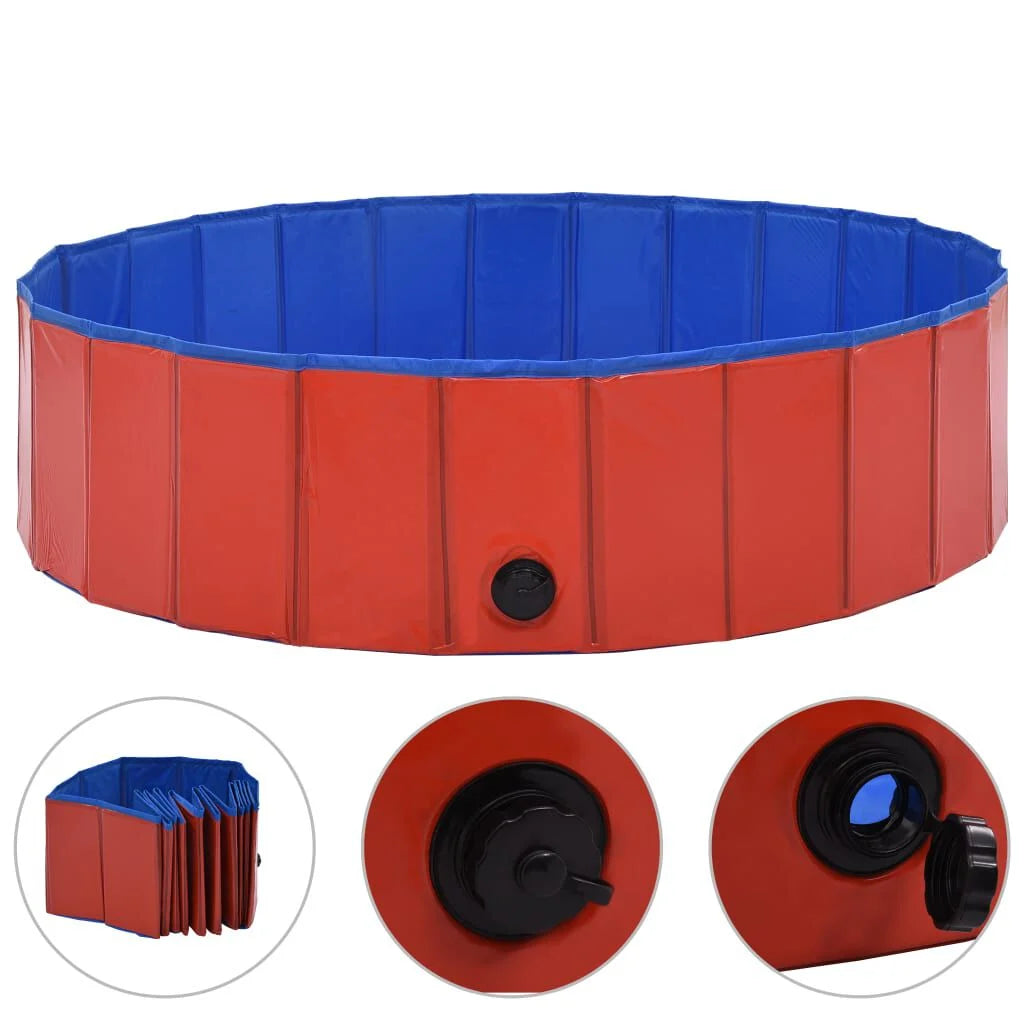 Piscine Pliable pour Chien Rouge 120x30 cm