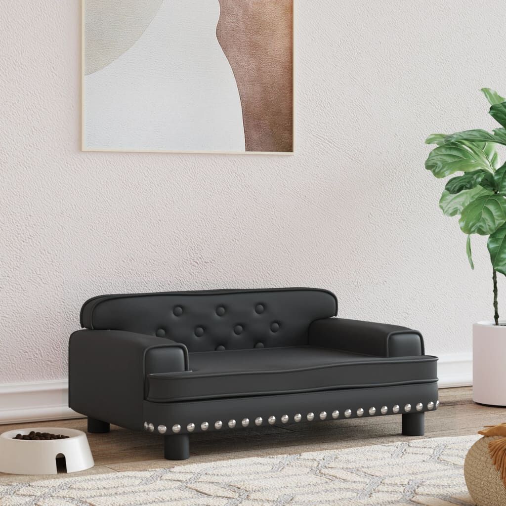 Lit pour chien noir en velours 70x45x30 cm