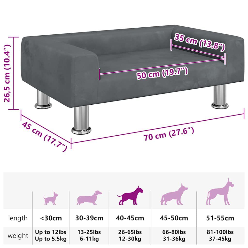 Lit pour Chien Velours Gris Foncé