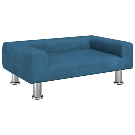 Lit Pour Chien Bleu Velours 70x45x26,5 cm