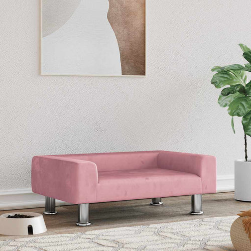 Lit pour Chien Rose en Velours 70x45