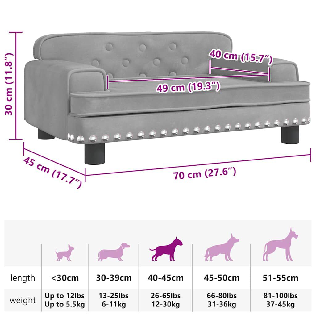Lit pour Chien Gris Clair 70x45