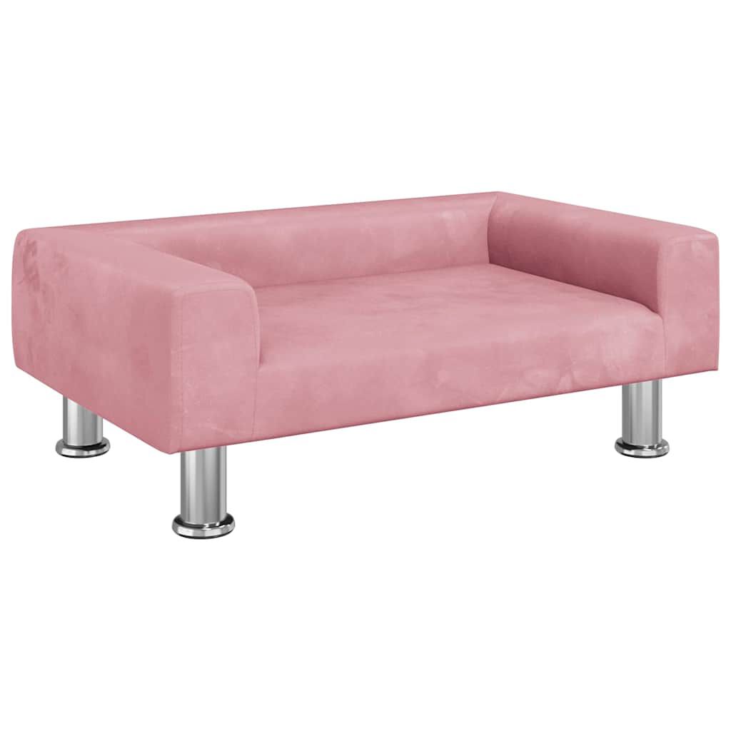 Lit pour Chien Rose en Velours 70x45