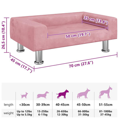 Lit pour Chien Rose en Velours 70x45